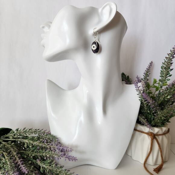 Natural Sodalite Stone Silver Wire-wrapped Dangle Earrings - Picture 11 of 12